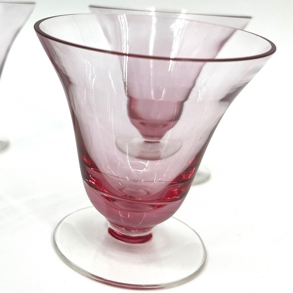 TIFFIN-FRANCISCAN Wisteria Pink Dessert Water Fruit Cocktail Glass Cups Set of 4 - Picture 11 of 16